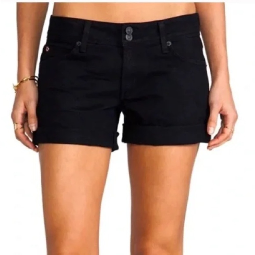 Women's Black Cuffed Denim Shorts